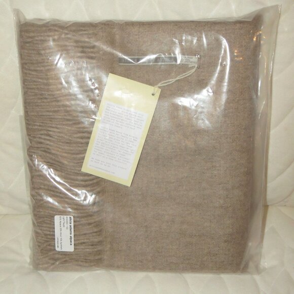 New With Tags Alicia Adams Alpaca Patmos Throw 51" x 71" Light Taupe MSRP: $495 - Picture 2 of 9